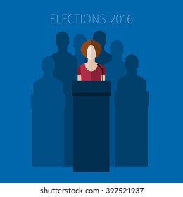Concept of election debates or press conference. Flat design, vector illustration.