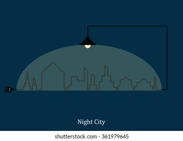 Concept electric circuit city. Vector flat design.