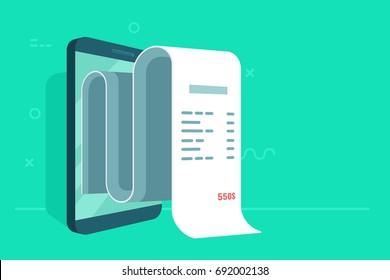 Concept Of Electronic Bill And Mobile Bank, Smartphone With Check Tape Vector Illustration