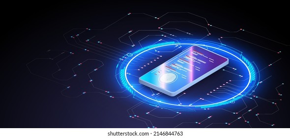 The concept of an electronic contract or digital signature, Online voting in the form of a hologram. Mobile document manager or business concept of an electronic signature.