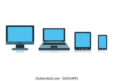 Concept with electronic devices screen tablet laptop  phone