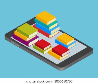 Concept - electronic library. isometric flat design