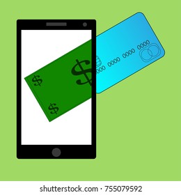 The concept of electronic money. Payment using a smartphone.