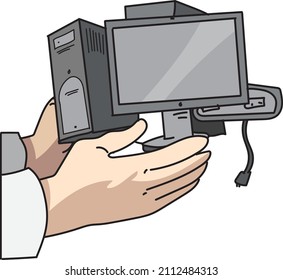 Concepto - Dispositivos electrónicos de reciclado. Ilustración del vector 