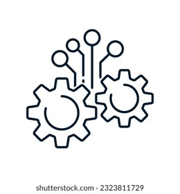 Concept electronic support of technological processes. Vector icon isolated on white background.