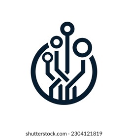 The concept of electronics, circuitry. Vector icon isolated on white background.