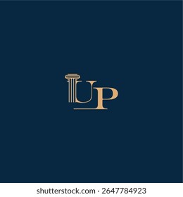 concept of elegant attorney design UP with monogram and pillar letter classy law logo