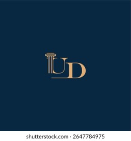 concept of elegant attorney design UD with monogram and pillar letter classy law logo