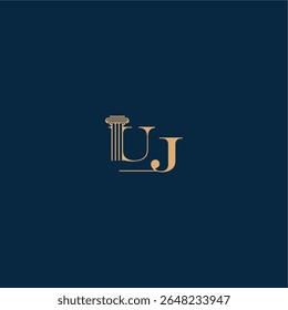 concept of elegant attorney design UJ with monogram and pillar letter classy law logo