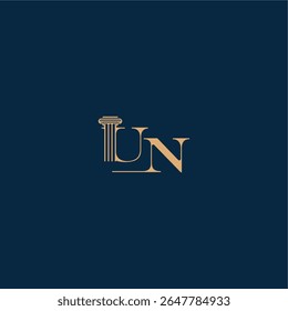 concept of elegant attorney design UN with monogram and pillar letter classy law logo