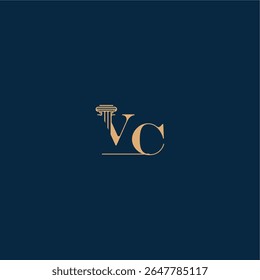 concept of elegant attorney design VC with monogram and pillar letter classy law logo