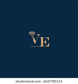 conceito de elegante design de advogado VE com monograma e letra de pilar logotipo de lei classy