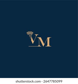 concept of elegant attorney design VM with monogram and pillar letter classy law logo
