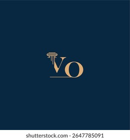 concepto de elegante diseño de abogado VO con monograma y pilar letra logotipo de la ley con clase