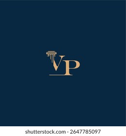 concept of elegant attorney design VP with monogram and pillar letter classy law logo