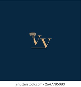 Konzept der eleganten Rechtsanwalt Design VV mit Monogramm und Säulenbrief klassisches Recht Logo