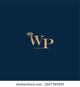 Concepto de diseño de abogado elegante WP con monograma y pilar de la letra de la ley de clase logo