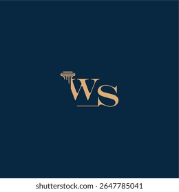 concept of elegant attorney design WS with monogram and pillar letter classy law logo