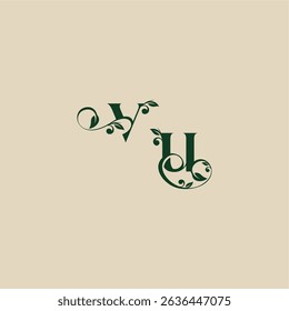 concept of elegant beautifull UV with monogram and leaf letter wedding organic logo