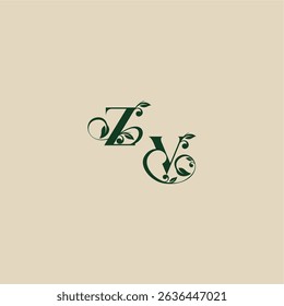 concept of elegant beautifull VZ with monogram and leaf letter wedding organic logo