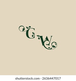 concept of elegant beautifull WC with monogram and leaf letter wedding organic logo