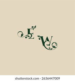 concept de belle élégante WE avec monogramme et lettre feuille mariage logo organique