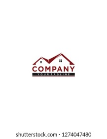The concept of an elegant logo with a modern home concept with red and black colors that adds to the attractiveness of your company