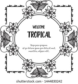 Concept elegant welcome tropical, isolated on a white, various flower. Vector