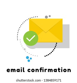 Concept Of Email Confirmation. Envelope Flat Design