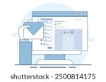 Concept of Email inbox or new email notification. email notification on laptop, email message on device screen. Message reminder concept. Newsletter on computer. Vector illustration in flat style.