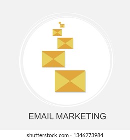 The concept of email marketing and communication with digital advertising "email marketing" and media sign. Vector illustration for advertising and website.