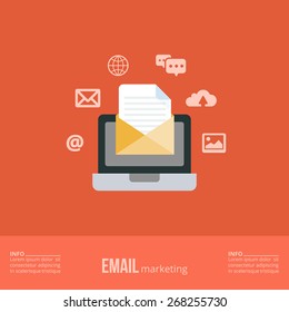 Concept of e-mail marketing. Flat design. Vector Illustration.