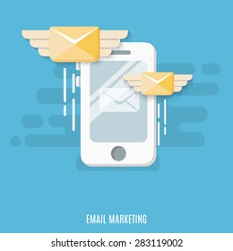 Concept of email marketing. Flat design. Vector Illustration.