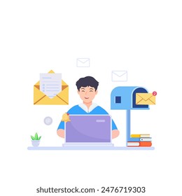 Concepto de email marketing, envío o recepción de correo electrónico.