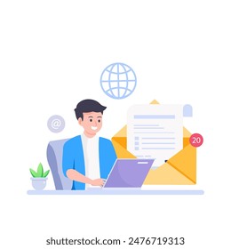 Concept of email marketing, Sending or receiving email.