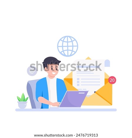 Concept of email marketing, Sending or receiving email.