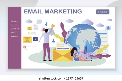 	
Concept of email marketing is shown. Creative flat design for web banner, marketing material, business presentation, online advertising.