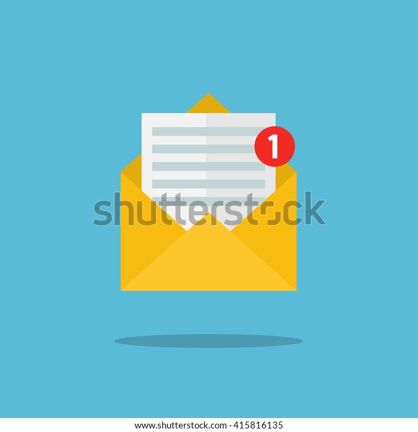 Concept Email Notification Icon Letter Yellow Stock Vector (Royalty ...