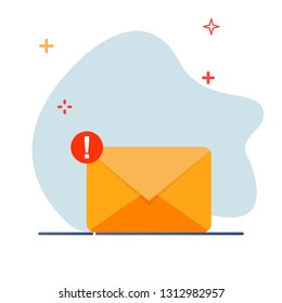Concept of email notification icon. New mail illustration concept. Unread mail concept.  Letter in yellow cover. 