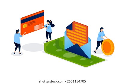Concept of email notifications that report all financial activity, from credit card bills to purchase transactions, helping users stay aware. Can be used for banner, mobile app, website, card