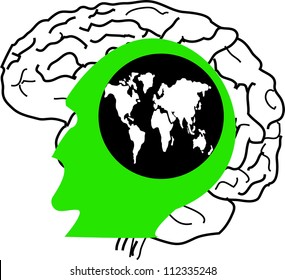 the concept of the emergence of the idea.shining world with the brain