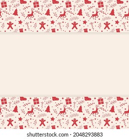 Concept of an empty background with festive ornaments. Christmas design. Vector