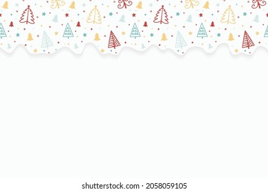 Concept of an empty background with hand drawn trees. Christmas design. Vector