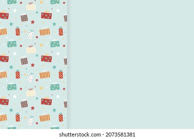 Concept of an empty background with hand drawn present boxes. Christmas design. Vector