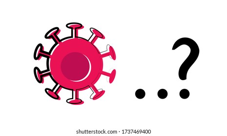 Concept of the end or continuation of the Covid-19 epidemic. Coronavirus with ellipsis and question mark. End of quarantine, lockdown and pandemic. Stock vector illustration on white background.