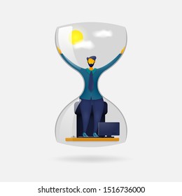 The concept of the end of time for rest (vacation), it's time to get to work. Vector illustration.