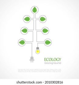 The concept of energy conservation, sustainable use of tree resources. Vector