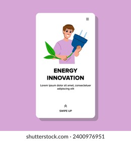 concept energy innovation vector. green light, power environmental, global ecology concept energy innovation web flat cartoon illustration