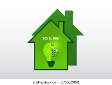 El concepto de un hogar con eficiencia energética, conservación de la naturaleza y contaminación. Icono Eco home. Ilustración vectorial para su diseño.