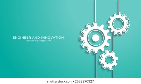 Concept of Engineer and Innovation. Abstract technology background of mechanical engineering. Rotating mechanism of round parts.Cogs and gear wheel mechanisms. Vector illustration.